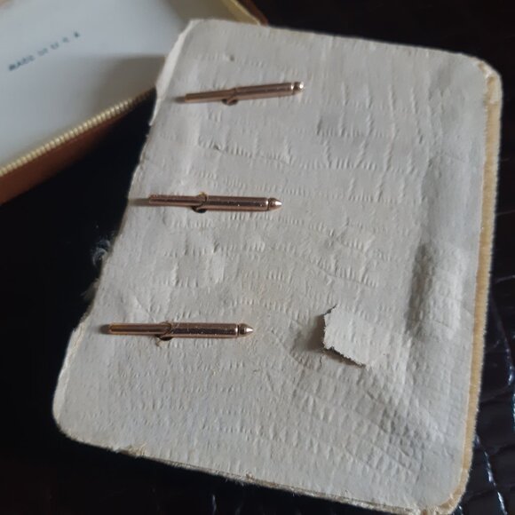 1930/40s Dolan & Bullock Art Deco Gold Filled MOP Cuff Link and Stud Set - Picture 11 of 16